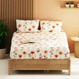 KOPA Magnolia Multicolor Microfibre Floral 152 TC Double Flat Bedsheet with 2 Pillow Covers image 3
