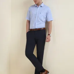 Allen Solly Blue Cotton Slim Fit Striped Shirt image 5
