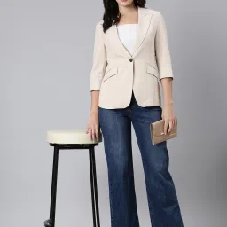 showoffff SHOWOFF Beige Slim Fit Blazer image 5
