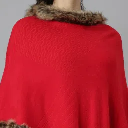 showoffff SHOWOFF Red Regular Fit Poncho image 5