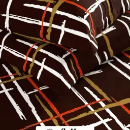 KOPA Emilea Brown Microfibre Geometric 152 TC Double Flat Bedsheet with 2 Pillow Covers image 4