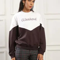 Globus Women Brown Printed Oversized Pullover Sweatshirt (Fleece 260-280 GSM)-picture-13