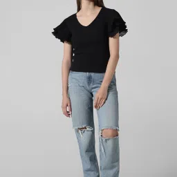 Only Black Cotton Slim Fit Top image 5