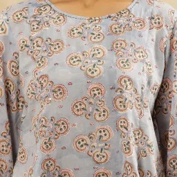 folksong W Blue Cotton Printed Top image 5