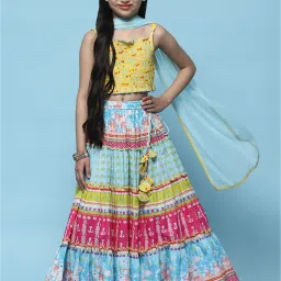 BIBA Girls Multicolor Floral Print Lehenga, Choli with Dupatta image 5