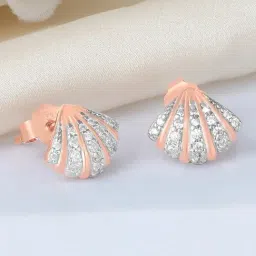 Zavya Seashell Rose Gold Plated 925 Sterling Silver Stud Earrings for Women-picture-41