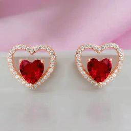 Zavya Heart Rose Gold Plated 925 Sterling Silver Earrings for Women-picture-42
