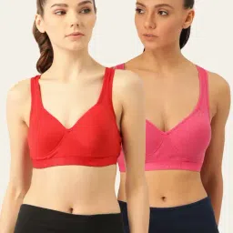 Lady Lyka Multicolor Non Wired Padded Sports Bra (Pack of 2)-picture-28