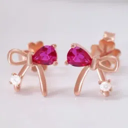 Zavya Delicate Bow Rose Gold Plated 925 Sterling Silver Stud Earrings for Women-image-50