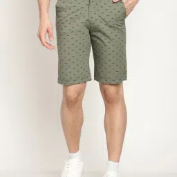 Cantabil Olive Cotton Regular Fit Printed Shorts-picture-39