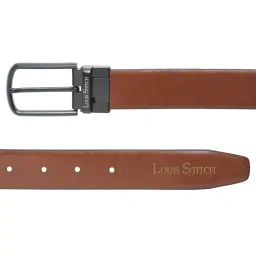 Louis Stitch Black Leather Reversible Belt for Men image 5