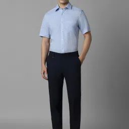 Louis Philippe Blue Linen Regular Fit Texture Shirt image 5