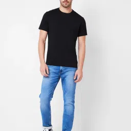 Spykar Blue Regular Fit Heavily Washed Jeans image 5