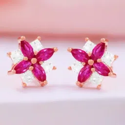 Zavya Delicate Flower Rose Gold Plated 925 Sterling Silver Stud Earrings for Women-picture-40