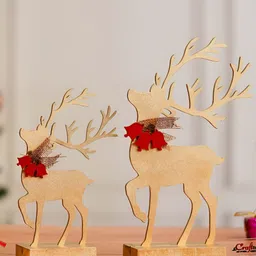 eCraftIndia 2-Pcs Red Wooden Christmas Props Showpieces-image-84