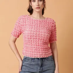 showoffff SHOWOFF Red Textured Crop Top-picture-34