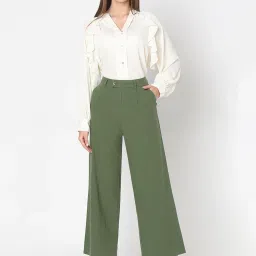 Vero Moda Green Straight Fit High Rise Pants image 5