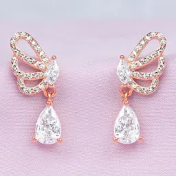 Zavya Butterfly Rose Gold Plated 925 Sterling Silver Earrings for Women-image-5