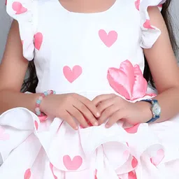 Pink Chick Print Flutter Sleeve Fit & Flare Dress image 4