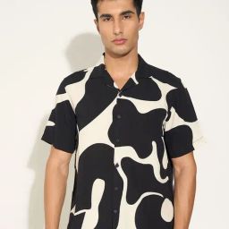 People By Pantaloons Jet Black Relaxed Fit Printed Shirt-picture-19