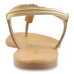 Mochi Women's Antic Gold T-Strap Sandals image 5