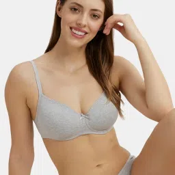 Jockey 1723 Steel Grey Melange Wirefree Padded Medium Coverage T-Shirt Bra With Adjustable Straps image 5