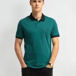 Arrow Sport Teal Blue Cotton Regular Fit Polo T-Shirt-image-97