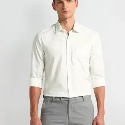 Arrow Off White Cotton Slim Fit Checks Shirt-image-70