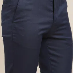 Turtle Blue Slim Fit Dobby Trousers image 5