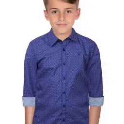 Allen Solly Junior Boys Blue Cotton Printed Full Sleeves Shirt-picture-36