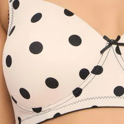 Clovia Beige Regular Fit Polka Dot Bra image 5