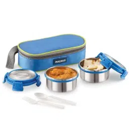Magnus Blue & Silver Stainless Steel Lunch Box Set with Bag-picture-11