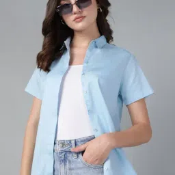 Hancock Sky Blue Cotton Solid Shirt-picture-12