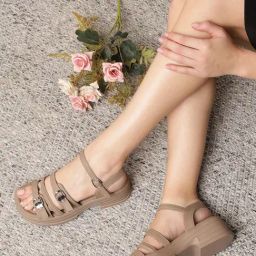 Truffle Collection Women's Khaki Ankle Strap Sandals-picture-11