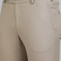 JadeBlue Beige Blended Slim Fit Solid Trouser image 5