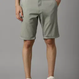 Louis Philippe Olive Cotton Slim Fit Texture Shorts-picture-14