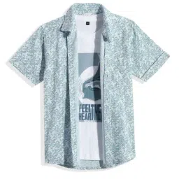 Cavio Boys Sky Blue Cotton Printed Comfort Fit Shirt-picture-46