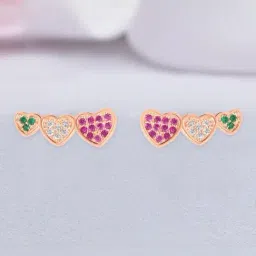 Zavya Heart Rose Gold Plated 925 Sterling Silver Earrings for Women-picture-42