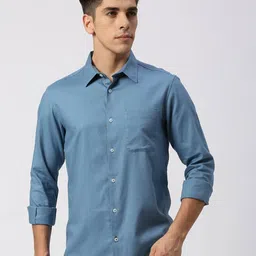 Basics Men Slim Fit Solid Pure Cotton Casual Shirt-image-30