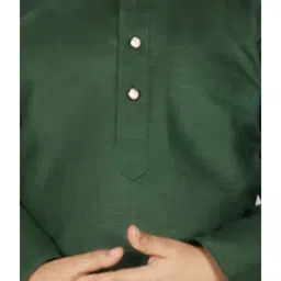 SG Yuvraj Kids Green & White Solid Kurta with Pyjama image 5
