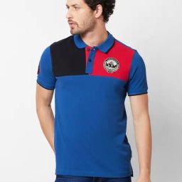 Giordano Blue Slim Fit Colour Block Polo T-Shirt-picture-21