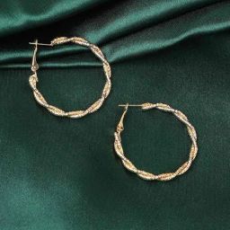 Sohi Champayane Gold Twisted Hoop Earrings for Women-picture-24