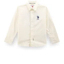 U.S. Polo Assn. Boys Cream Solid Full Sleeves Shirt-picture-45