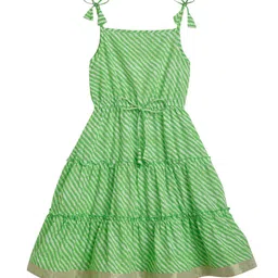 Cub McPaws Girls Striped Green Cotton Fit and Flare Dress-picture-20