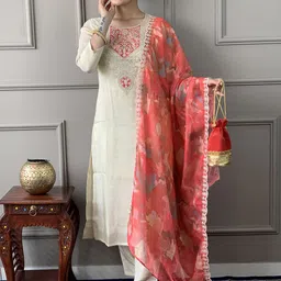 Siya Fashion Floral Yoke Design Thread Work Straight Kurta With Trousers & Dupatta-picture-28