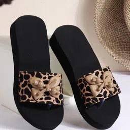 SIRDENILL Women Printed Open Toe Flats With Bows image 2
