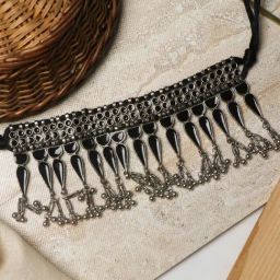 Teejh Adhira Black Silver Oxidized Choker Necklace-picture-24