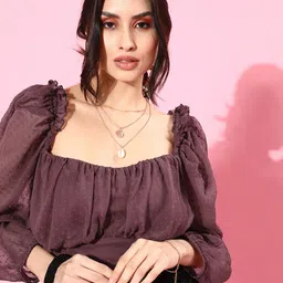 plusS Women Pretty Pink Solid Top-image-0