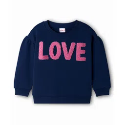 Babyhug Terry Knit Full Sleeves Sweatshirt With Love Embroidery - Navy Blue-picture-16