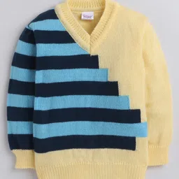 Little Angels Woollen Knit Full Sleeves Striped Sweater - Yellow-image-48